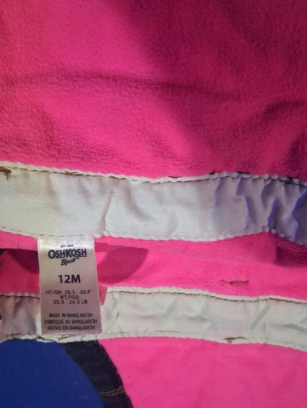 OshKosh B'gosh Dark Blue Denim Overalls with Pink Trim